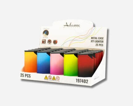 Lighters, Metal case, Windproof, Jet flame, Adamo, Display 25pcs